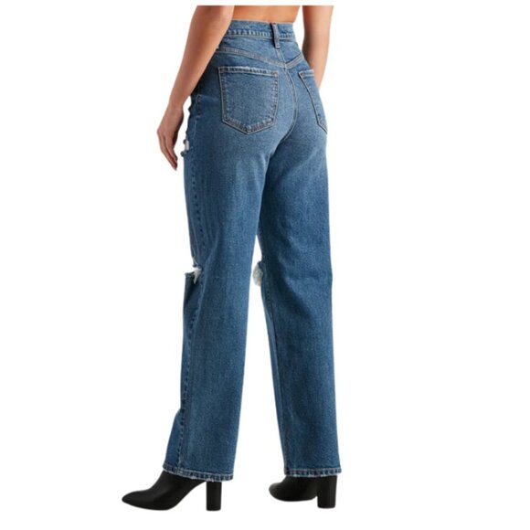 Windsor Women's Jay High-Rise Destructed Light Wash Stretch Wide Leg Jeans 11 - Picture 2 of 15
